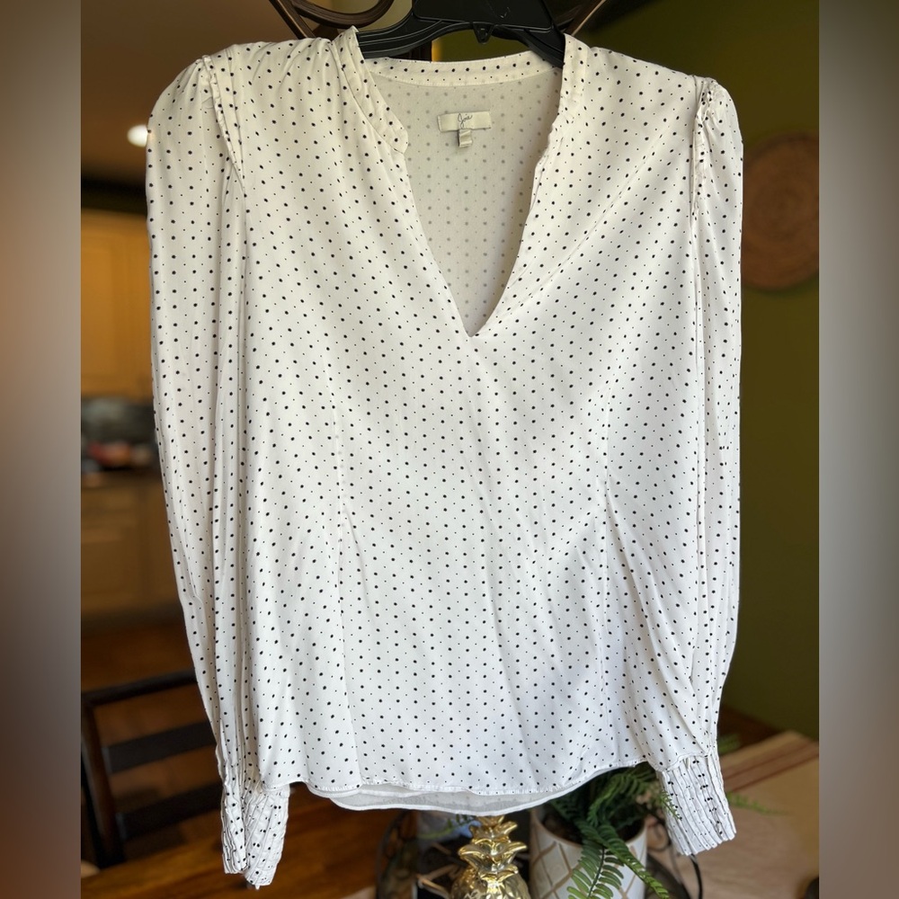 NWOT Joie White and Black Polka Dot Blouse